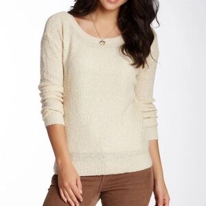 ABOUND Womens Off-White Crew Neck Sweater Classic Knit Design